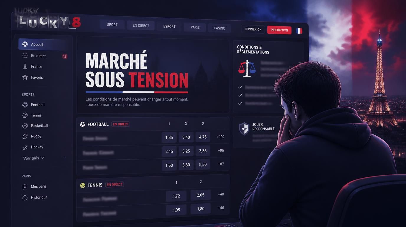Interface de paris en ligne française, ambiance tendue réglementaire